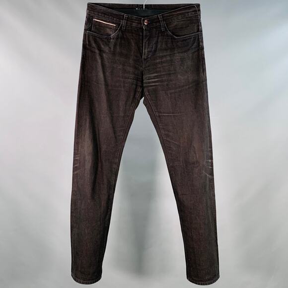 3 X 1 Size 34 Black Orange Heather Cotton Straight Selvedge Jeans - Picture 1 of 9